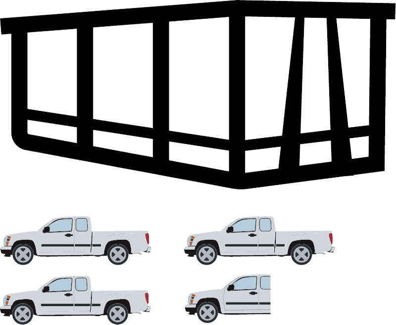 Four trucks on a large trailer