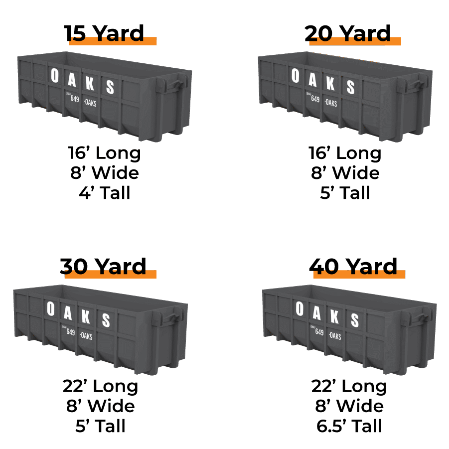 Black dumpsters with white lettering